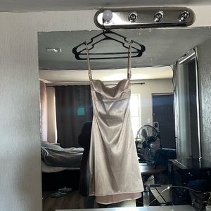 Backless Cream Silk Dress